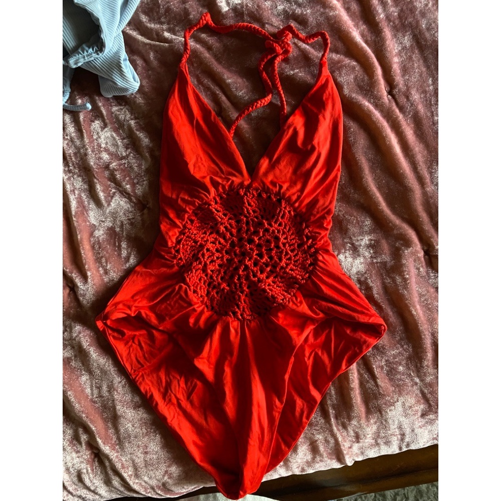 Frankie’s bikini poppy red crochet one piece